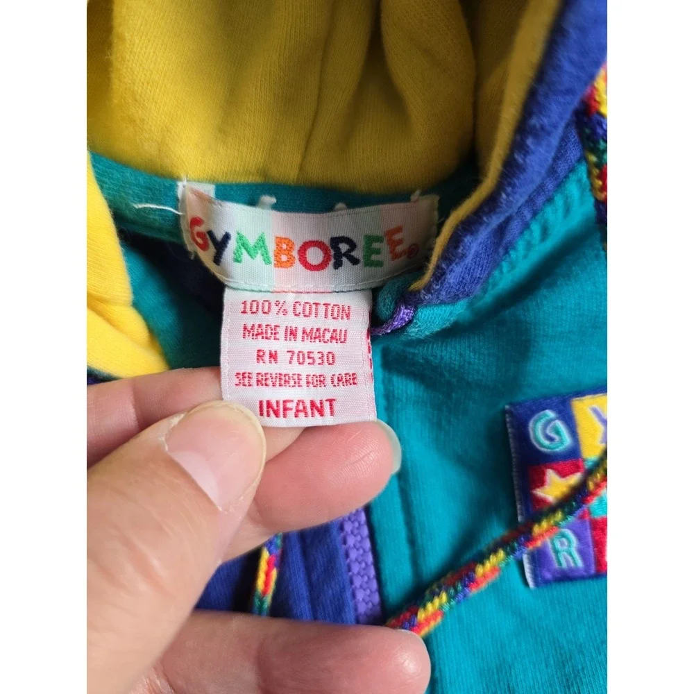 Vintage Gymboree Color Block Hoodie Sweatshirt 6-12 Months Rainbow Tag